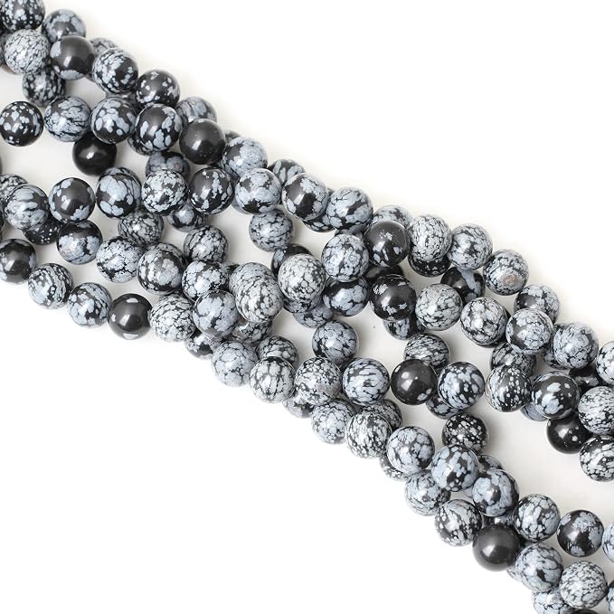 35PCS 10mm Natural Black Snowflake Obsidian Gemstone Round Loose Beads Stone - Image 4