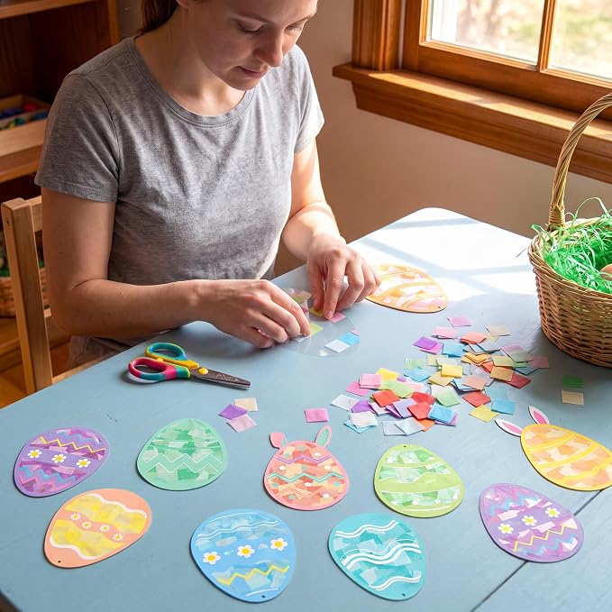 Renbuzhu 48PCS Easter Crafts Bulk: Eggs Paper Suncatchers DIY Kit - Image 6