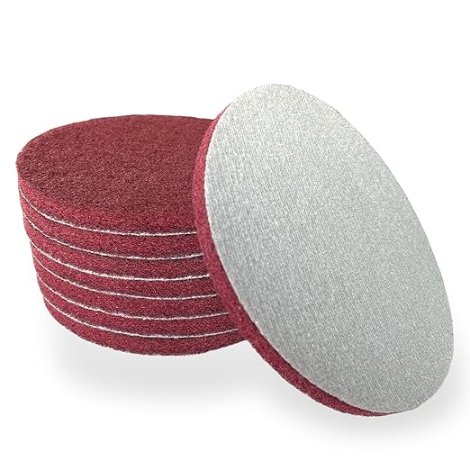 LiME LiNE 6" Scuffing Pads, Hook & Loop for Orbital Dual Action Sanders (Red 8 Pack)