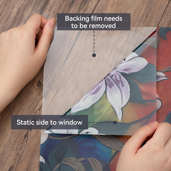 DKTIE Stained Glass Window Film Floral Vintage Style, Frosted Glass Effect - Image 9