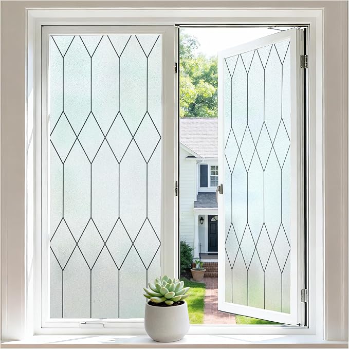 rabbitgoo Moroccan Pattern Static Cling Window Privacy Film, 17.5" x 78.7" | by rabbitgoo