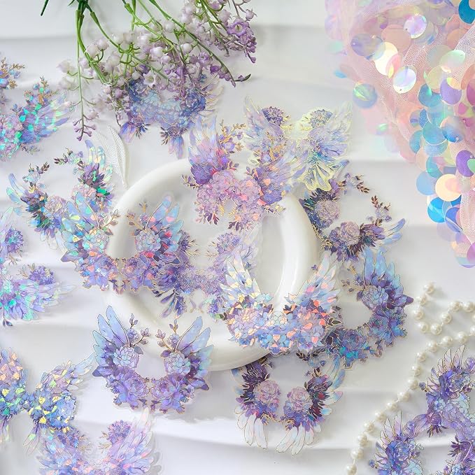 40Pcs Large Gilt Flower Wings Stickers - Image 4