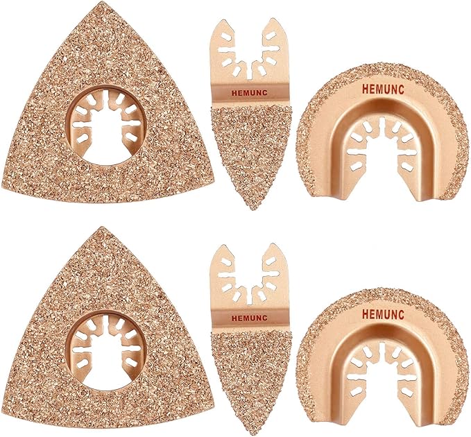 6pcs Universal Carbide Oscillating Saw Blades, HEMUNC Mixed Multitool Saw Blades
