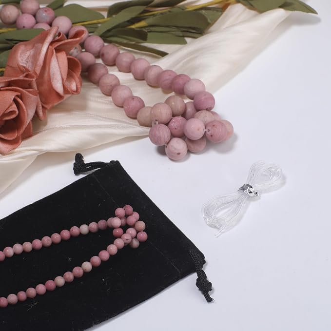 4mm Matte Pink Rhodochrosite Bead, 15-Inch Matte Round Loose Stone Beads - Image 2