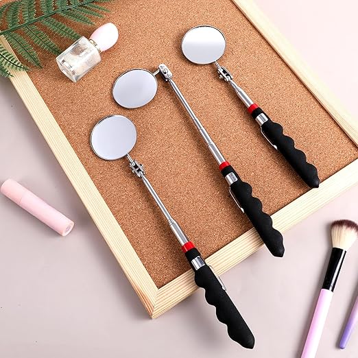 12 Pcs Telescoping Inspection Mirror Retractable Mechanical Mirrors Long Handle Under Vehicle Telescoping Mirrors Extendable 360 Rotation Detection Mirror for Mechanics Contractors Technicians