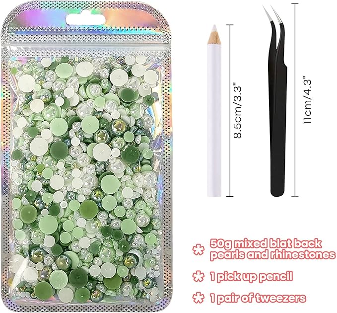 ASTARON 50g Mix Flatback Rhinestones Half Pearls - Image 2