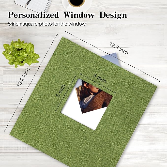 potricher Large Photo Album Self Adhesive 3x5 4x6 5x7 8x10 10x12 Pictures Linen - Image 2