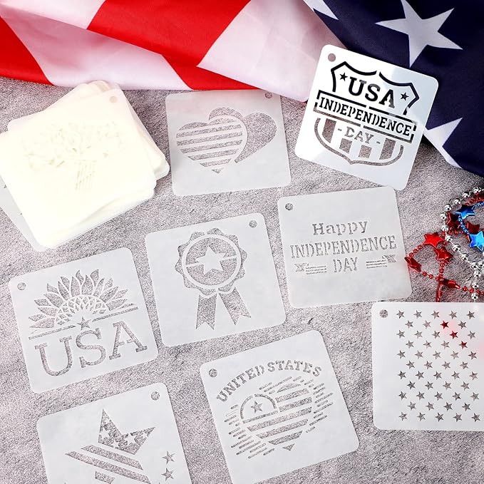 Augshy 56 Pack 4th of July Patriotic Stencils - Image 4