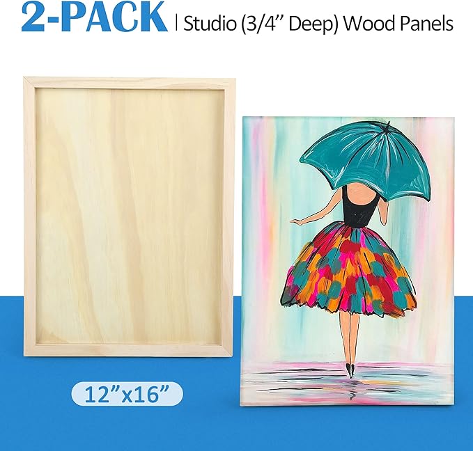 Falling in Art 2 Pack 12x16 Unfinished Birch Wood Panels Kit - Image 6