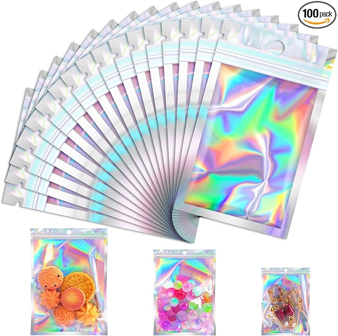 Jetmore 100 Pcs Resealable Mylar Bags, Smell Proof Goodie Bags by Jetmore