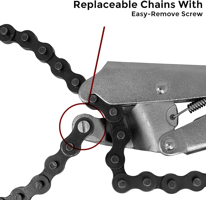 Strong Hand Tools PFC1036 Locking Chain Pliers, Removable 36 Chain, Hold Up To 10.5" Diameter Pipe, Unique Easy Open Crank Handle, Quick Release Trigger