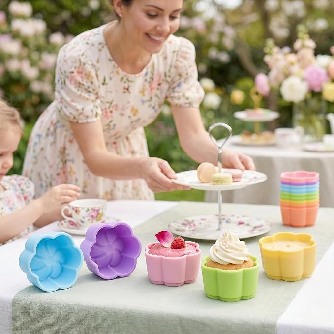 Mini Silicone Muffin Cups, 24 Pack Reusable Cupcake Molds, Round | Nonstick 2 - Image 7
