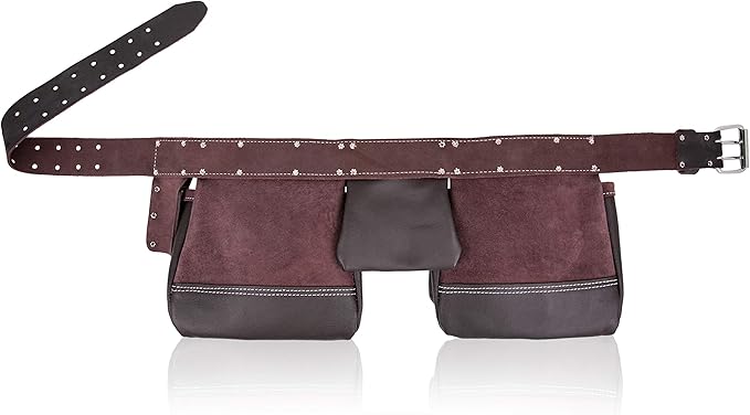 LAUTUS Oil Tanned Leather Tool Belt/Pouch/Bag, Carpenter, Construction, Framers, Handyman, Electrician - 100% LEATHER