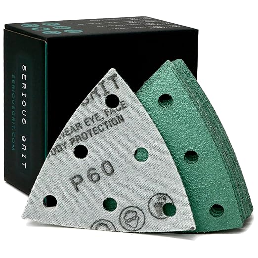 3.5" (93mm) 6-Hole 60 Grit Triangle Sanding Sheets - Fits Festool Rotex RO 90 Delta - Heavy-Duty Hook & Loop Film Disc Abrasives - Sandpaper for Detail Sanders - 25 Pack Box