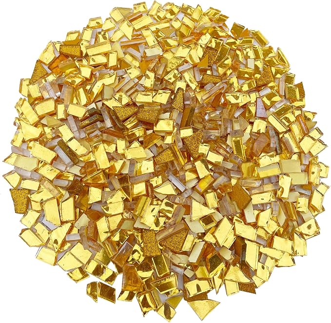 LITMIND 1.1LB Gold Irregular Glass Mosaic Tiles - Image 3