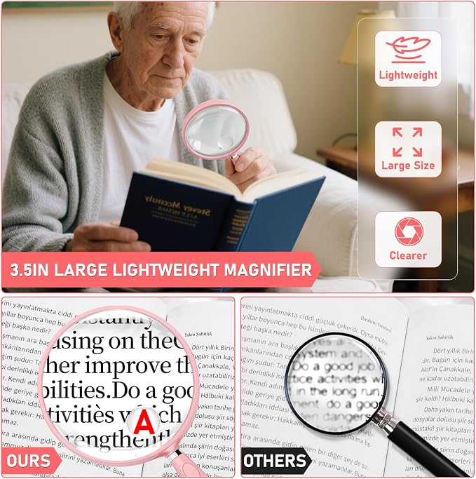 10X 30X Magnifying Glass for Reading, Handheld Magnifier for Reading, 90mm - Image 2