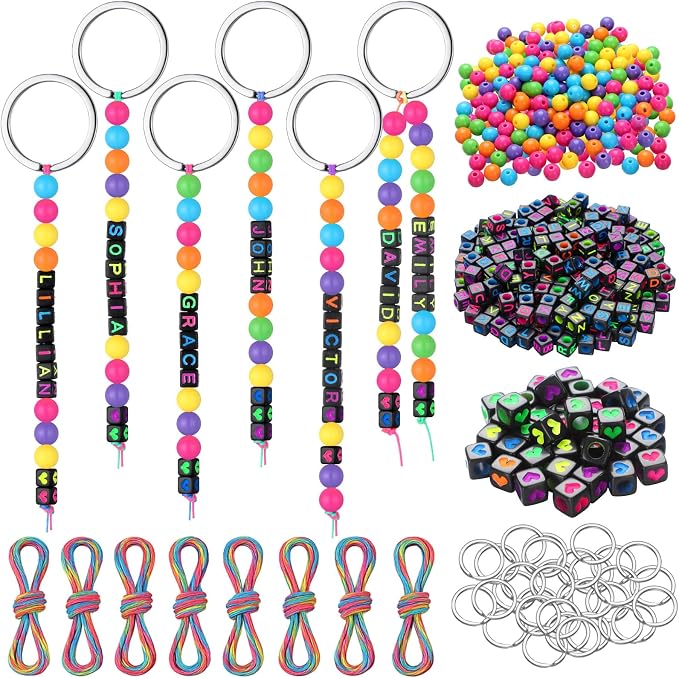 Landical 564 Pcs DIY Neon Bead Keychain Kit Key Chain Making Craft Adjustable by Landical