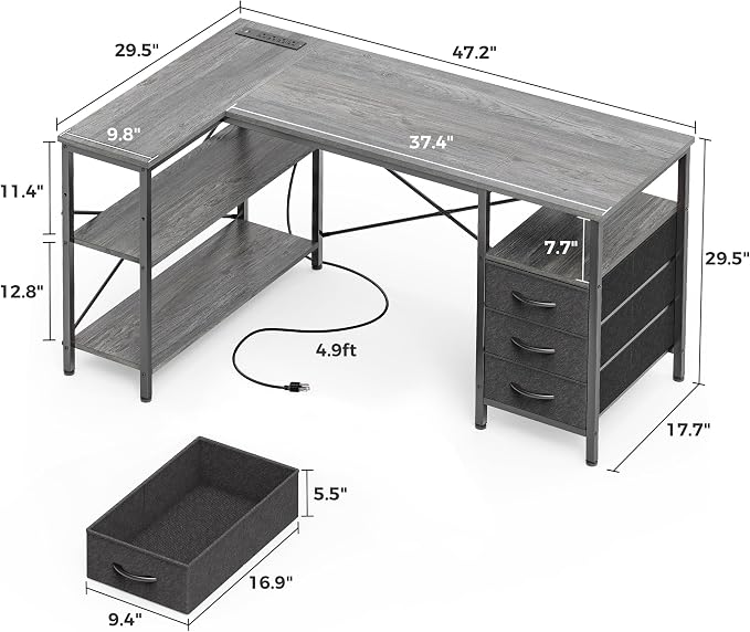 Huuger L Shaped Office Desk - Image 3