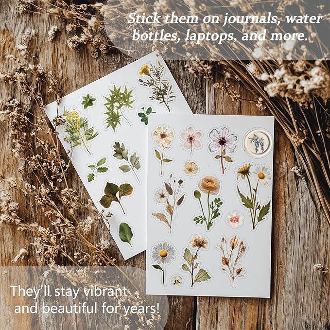 450 Pcs Flower Stickers for Scrapbook Supplies, Dried Pressed Flowers Scrapbook - Image 3