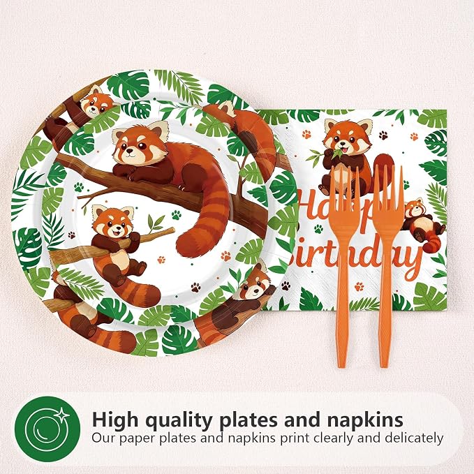 96Pcs Red Panda Birthday Party Decorations - Image 3