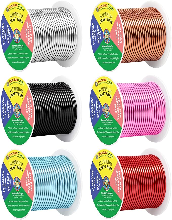 Mandala Crafts 14 GA Red Copper Black Assorted Anodized Aluminum Craft Wire | by MandalaCrafts