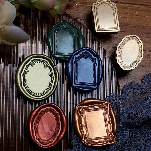 Frame Wax Seal Stamp, 3D Embossed Relief Carving Head and Wood Handle - Image 3