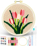 FIVEIZERO Punch Needle Kit for Beginners, Tulip Punch Embroidery Kit by FIVEIZERO