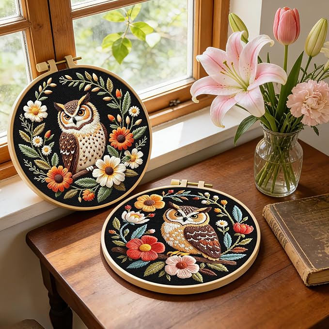 ERKOON Embroidery Kit for Beginners, 2 Set Flower Cross Stitch Set Include - Image 2