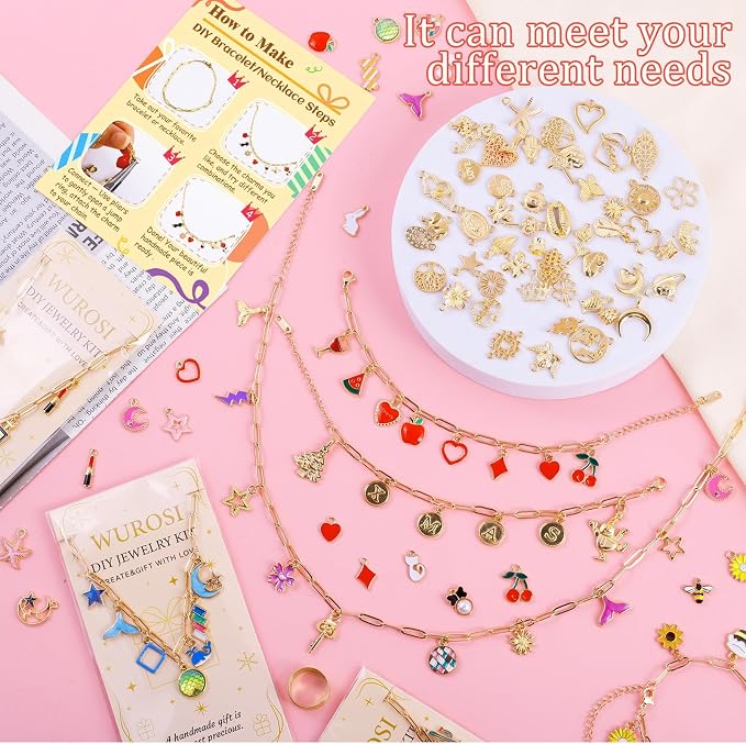 Wurosi 443 Pcs Gold Charm Bracelet Necklace Making Kit - Image 7