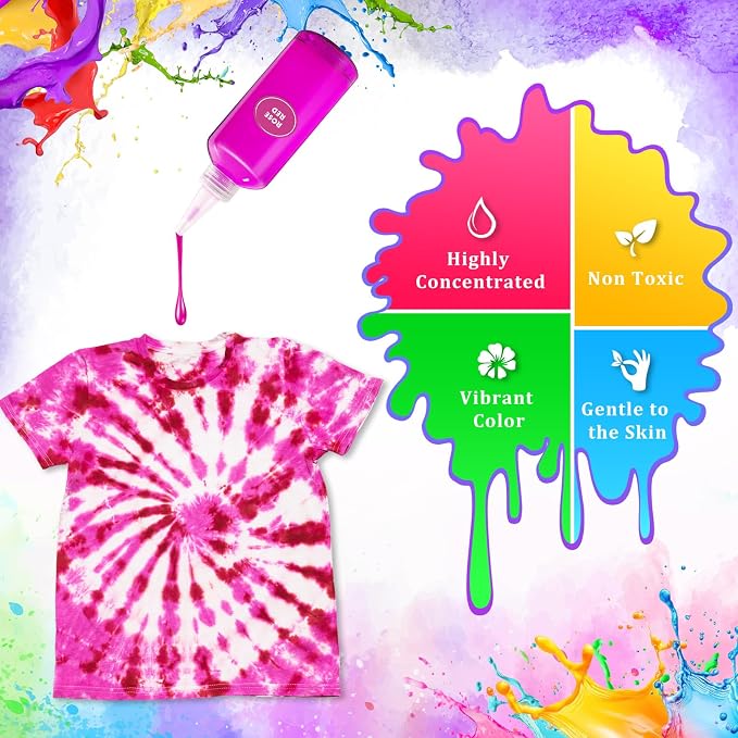 Tie Dye Kit, 24 Colours Fabric Tyedyedye Kit | Non-Toxic, - Image 2