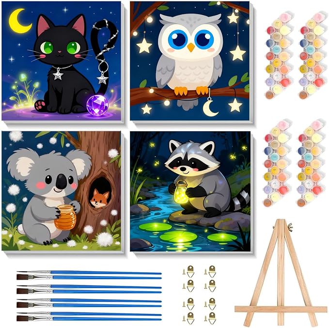 4 Pack Paint by Numbers Kit for Kids by Arttoplus