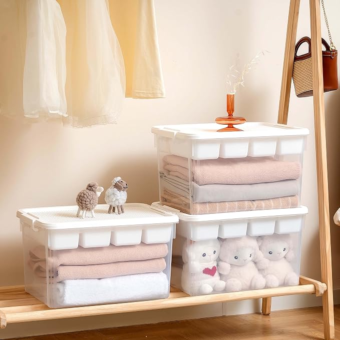 Citylife 32QT 4-Pack Clear Craft Storage Box Buildable Lid Removable Tray | - Image 7