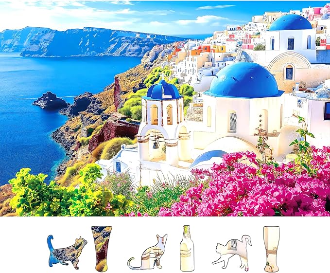 MINIWAN Santorini Greece Landscape Jigsaw Puzzle by MINIWAN