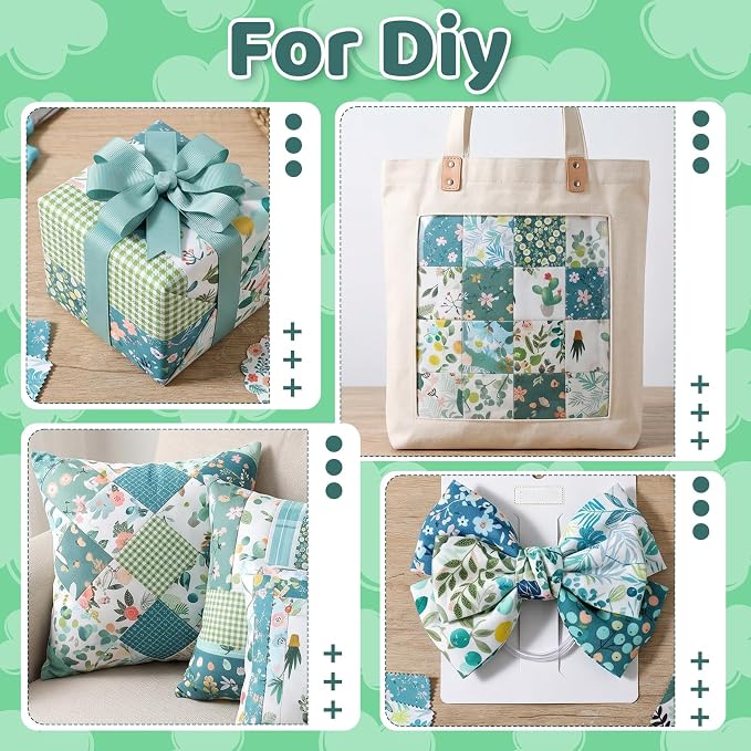 84 Pcs Green Charm Packs for Quiltings, Cotton Quilting Fabric Bundles - Image 5