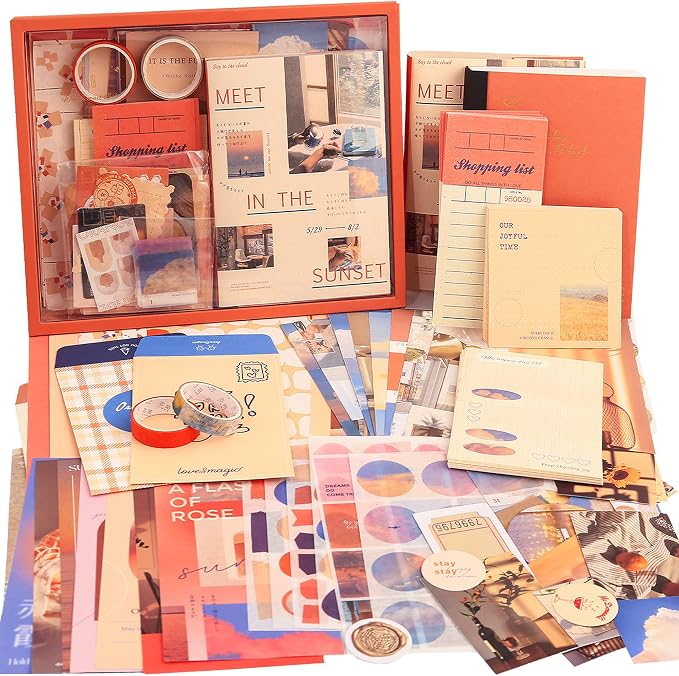 emmoolife 348 Pcs Scrapbooking Supplies Kit, Vintage Aesthetic Scrapbook Kit by emmoolife
