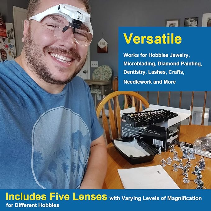Magnifying Glasses with Light for Close Work, Storage Case | Rechargeable and - Image 2