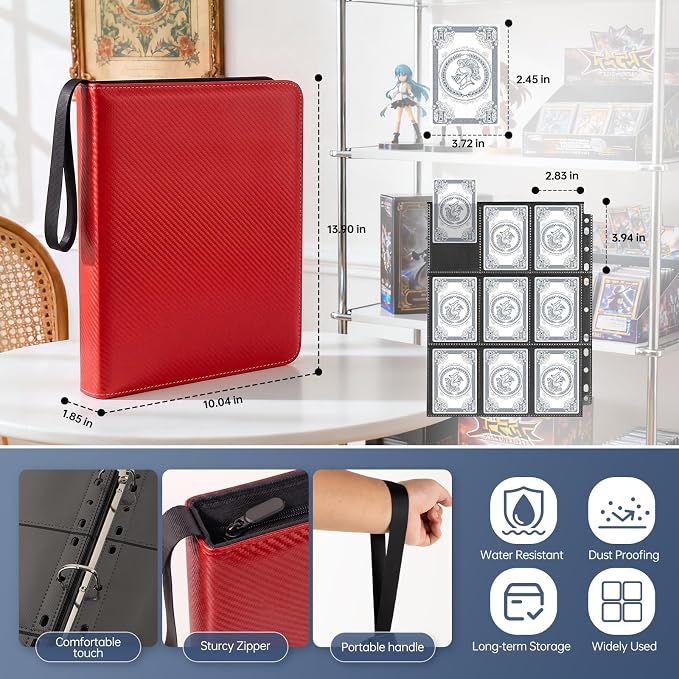 9 Pocket Card Binder, Premium Zip Trading Top Loader Binder, 720 Double Sided - Image 3