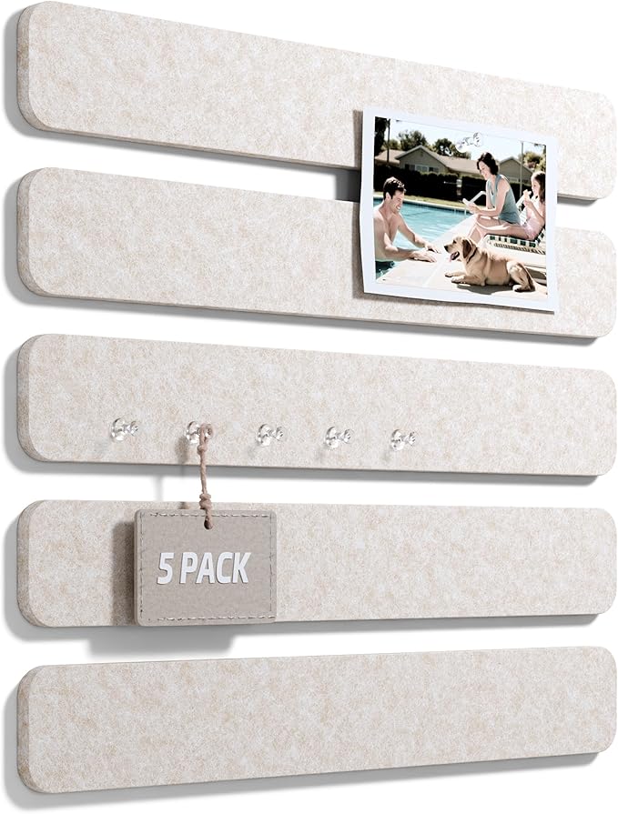 Fluxynara Cork Board Alternative Felt Strip Board 5-Pack 13"x2", Office Pin by FLUXYNARA