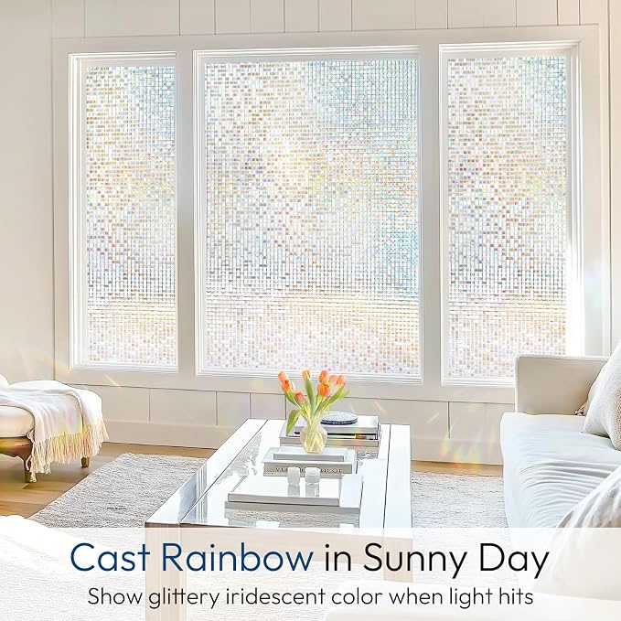 rabbitgoo Window Privacy Film, Mosaic Stained Glass Film, 35.4" x 78.5" | - Image 2