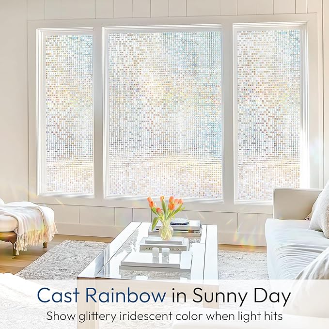rabbitgoo Window Privacy Film, Mosaic Stained Glass Film, 17.5" x 78.7" | - Image 2