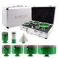 Tile Hole Saw Kit - 5pcs 35/50/65/75/102mm Diamond Core Drill Bits+1" Versatile Drilling Milling Bit+2" Beveling Chamfer Bit 5/8-11" Thread for Porcelain Ceramic Granite Marble Angle Grinder
