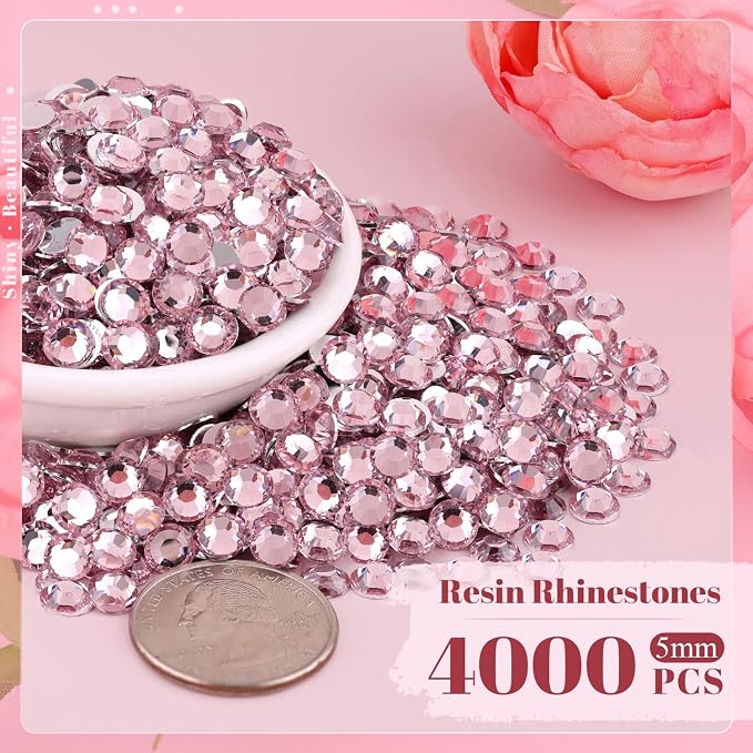 4000PCS 5mm Resin Rhinestones in Bulk, Bedazzling Flatback Crystals Rhinestones - Image 2