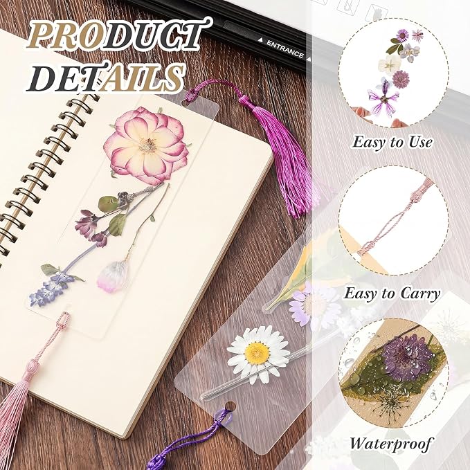 Fuyoooo 176 Pcs Pressed Flowers Bookmark Making Kit, DIY Bookmark Laminating - Image 4