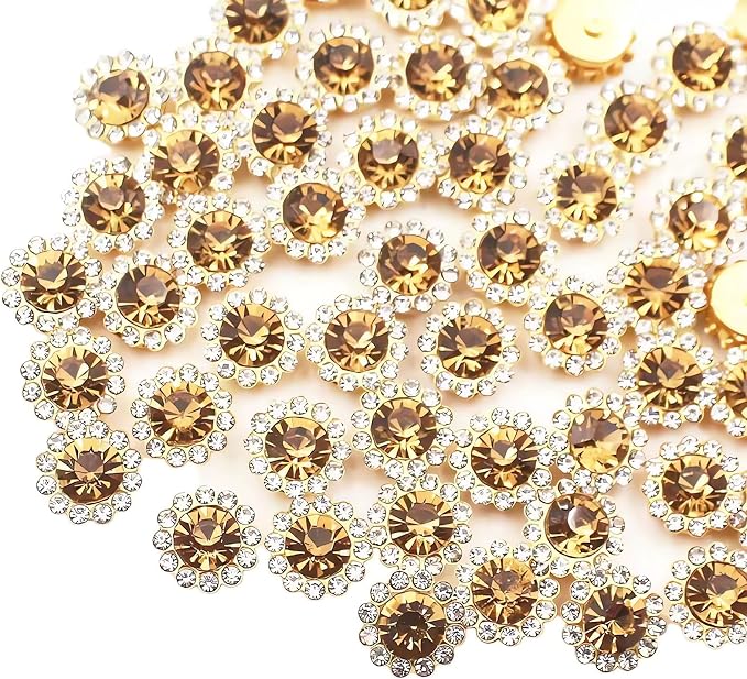 12mm 150pcs Crystal Yellow Sew on Rhinestones, Crystals Glass Gems by Unknown