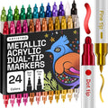 ARTISTRO 24 Metallic Dual-Tip Acrylic Paint Markers – Paint Pens Set by ARTISTRO