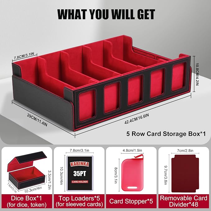 Trading Card Storage Box with Commander Display, 5-Row Deck Case with Removable - Image 3