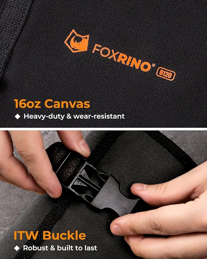 Wrench Roll, Wrench Roll Up Pouch, Gifts for Men Father Dad Mechanic, Heavy Duty Canvas Wrench Organizer Bag (Black, 12+1 Metric)