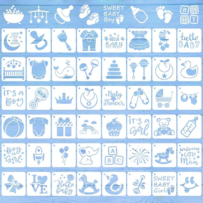 Augshy 56 Pieces Baby Shower Stencils by Augshy