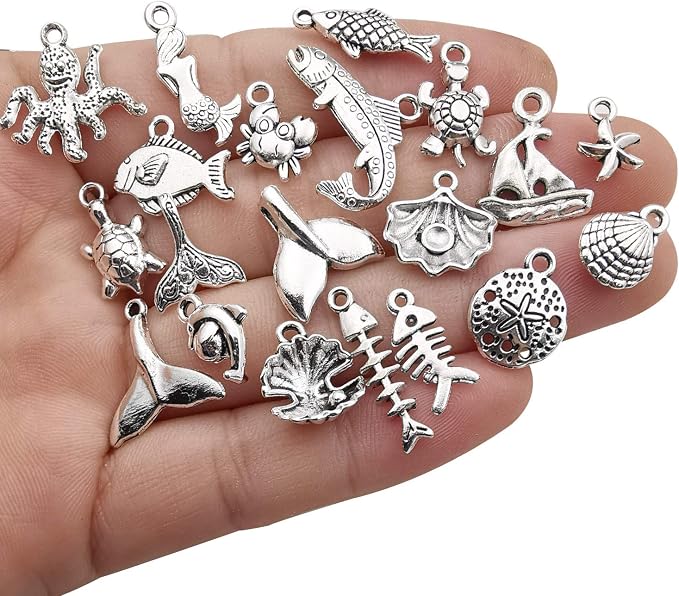 Youdiyla 100pcs Summer Beach Charms Collection, Bulk Marine Sea Animal Life - Image 2