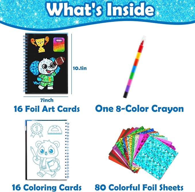 FUNNYB&G Foil Art Craft Kit for Boys 4-10 Years Old: Mess-Free & No-Glue - Image 5